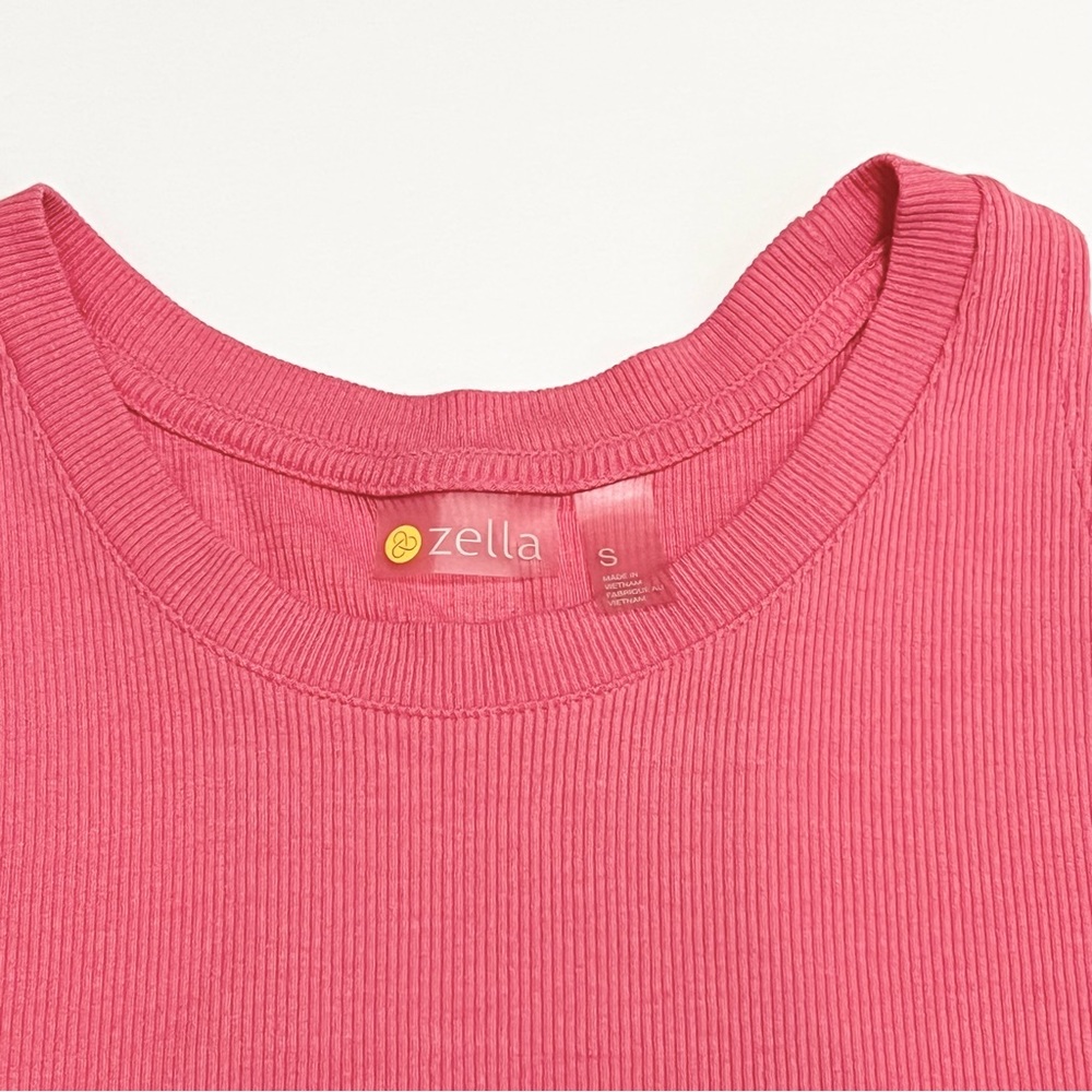 3/$30 Zella Splits Ribbed Racerback Tank Top Pink S/Small Relaxed Fit Workout - Picture 8 of 12